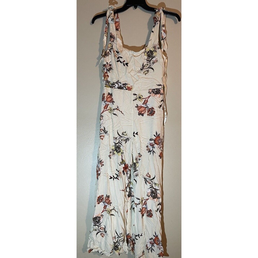 altar'd state romper Jumpsuit  pants ivory, sleeveless flare, leg floral medium